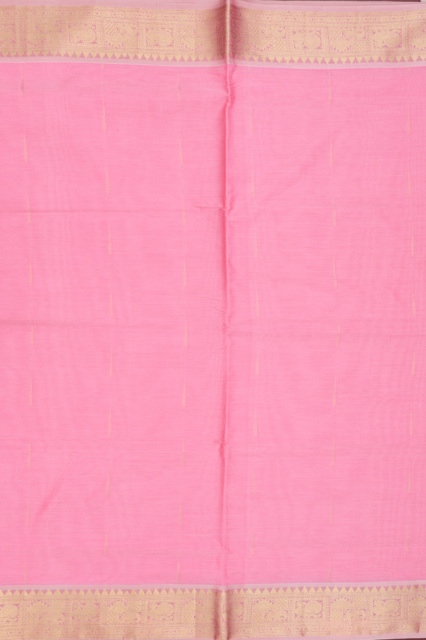 Traditional Silk Cotton Saree In Pink With Malli Moggu Buttas