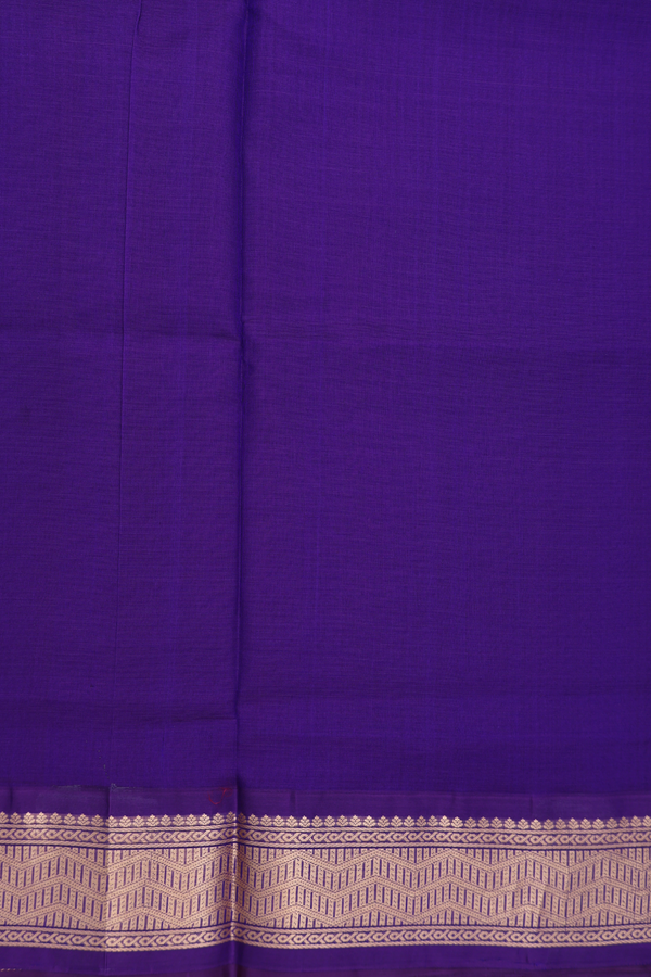 Traditional Silk Cotton Saree In Plum Brown With Zari Buttas