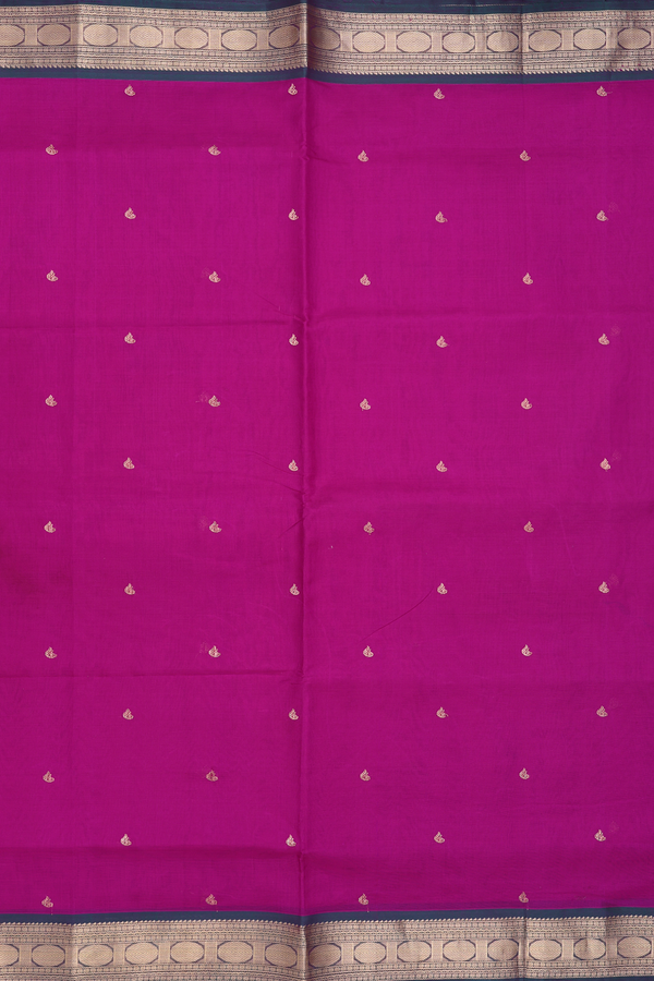Traditional Silk Cotton Saree In Purple Rose With Zari Buttas