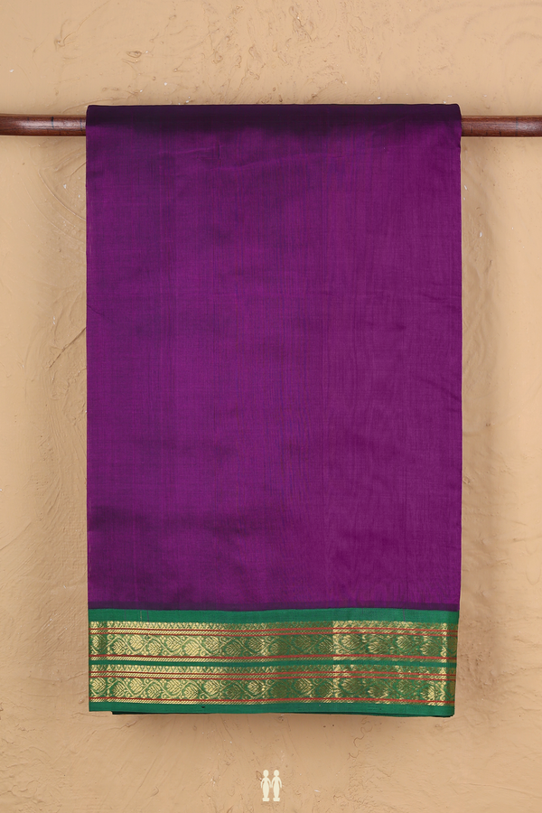 Traditional Silk Cotton Saree In Purple With Contrast Border
