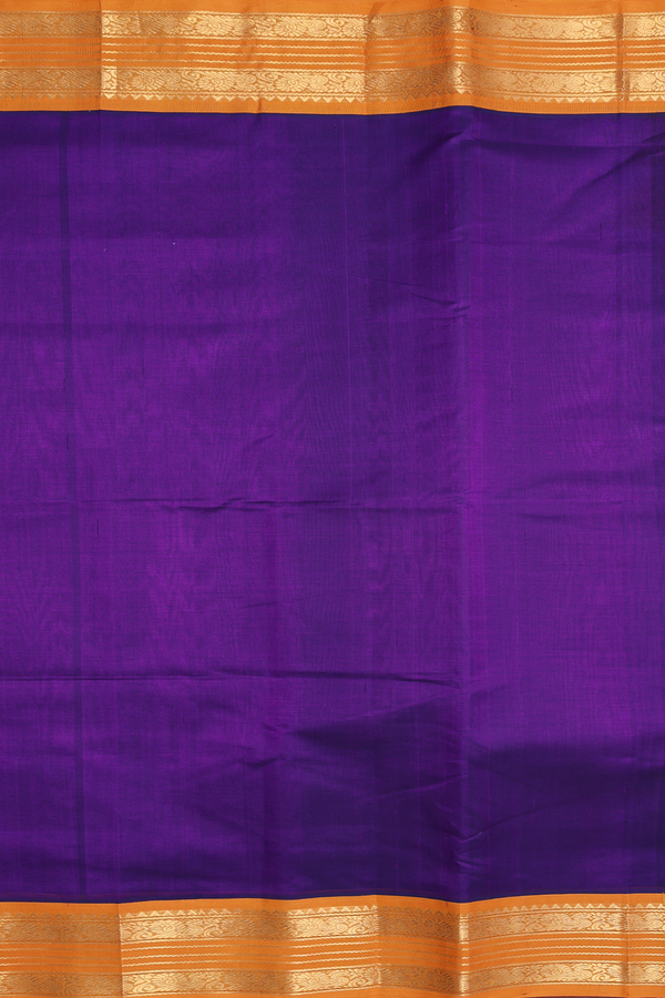 Traditional Silk Cotton Saree In Purple With Contrast Border