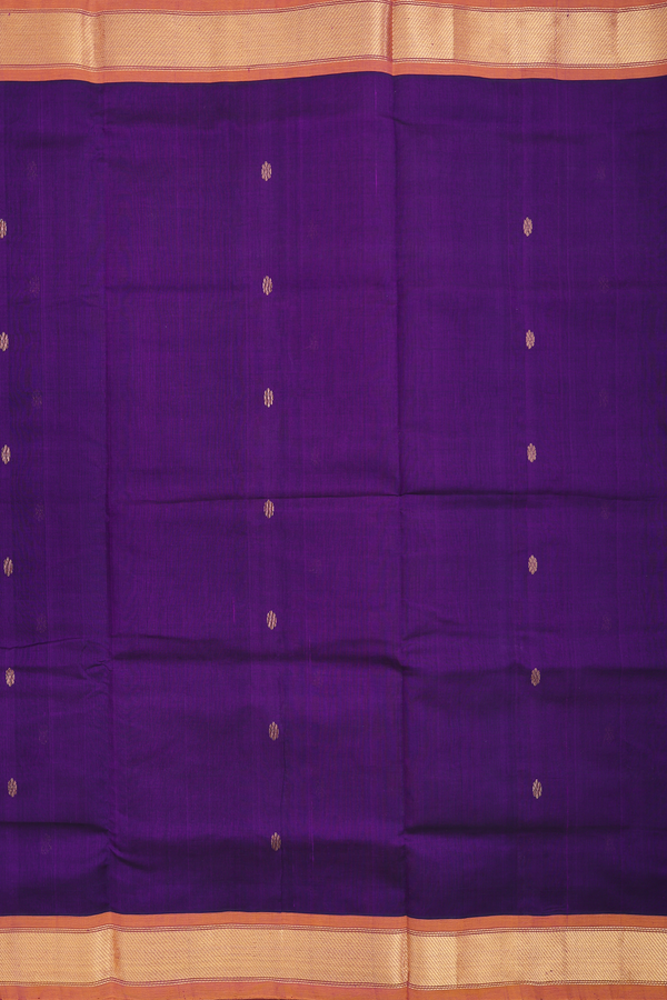 Traditional Silk Cotton Saree In Purple With Rudraksh Buttas