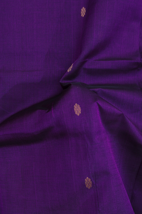 Traditional Silk Cotton Saree In Purple With Rudraksh Buttas