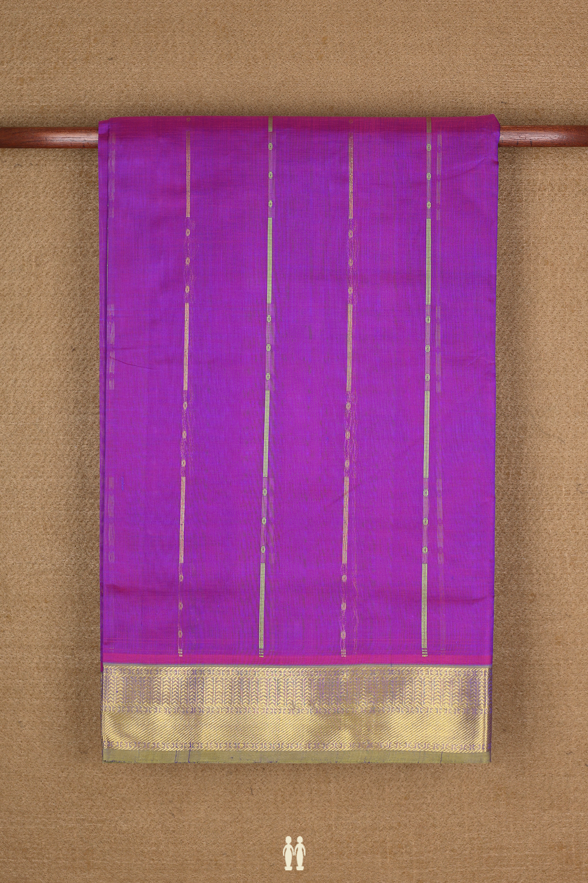 Traditional Silk Cotton Saree In Purple With Stripes Design
