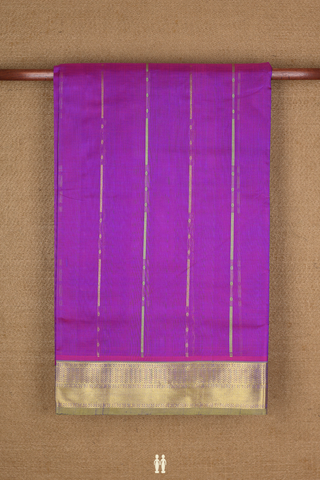 Traditional Silk Cotton Saree In Purple With Stripes Design