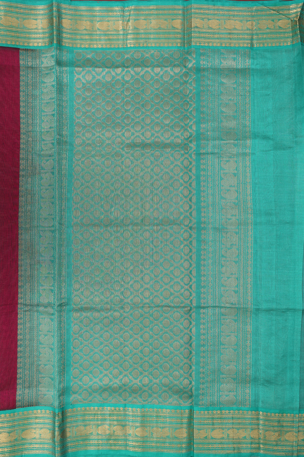 Traditional Silk Cotton Saree In Purple With Stripes Design