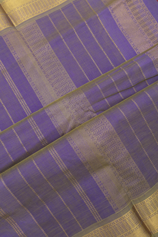 Traditional Silk Cotton Saree In Purple With Stripes Design