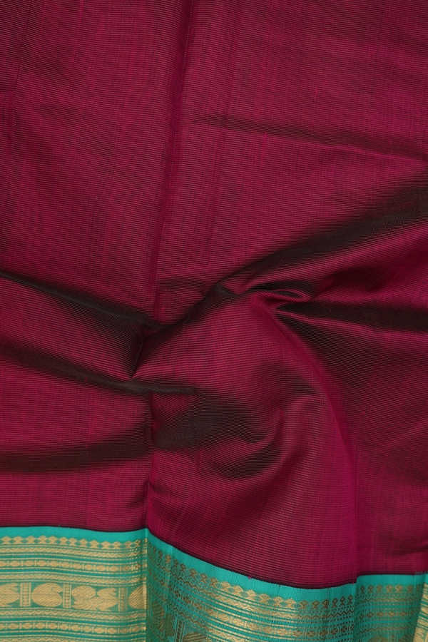 Traditional Silk Cotton Saree In Purple With Stripes Design
