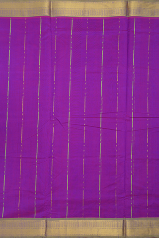 Traditional Silk Cotton Saree In Purple With Stripes Design