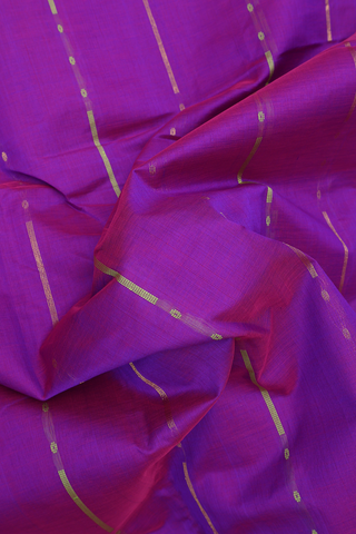 Traditional Silk Cotton Saree In Purple With Stripes Design