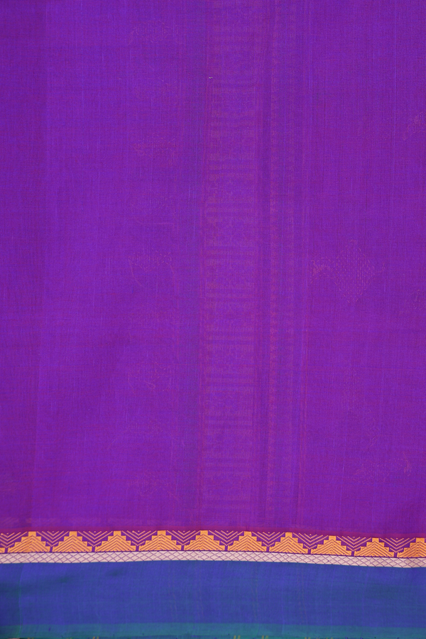Traditional Silk Cotton Saree In Purple With Threadwork Buttas