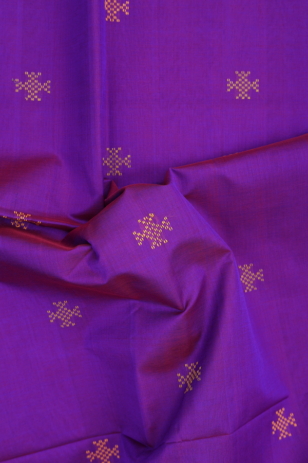 Traditional Silk Cotton Saree In Purple With Threadwork Buttas