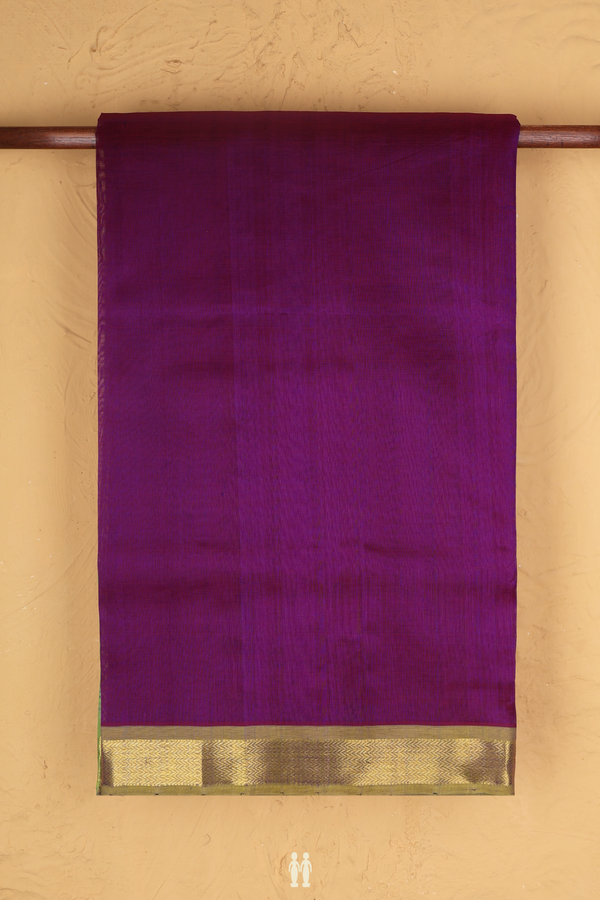 Traditional Silk Cotton Saree In Purple With Zari Border