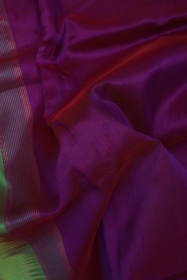 Traditional Silk Cotton Saree In Purple With Zari Border