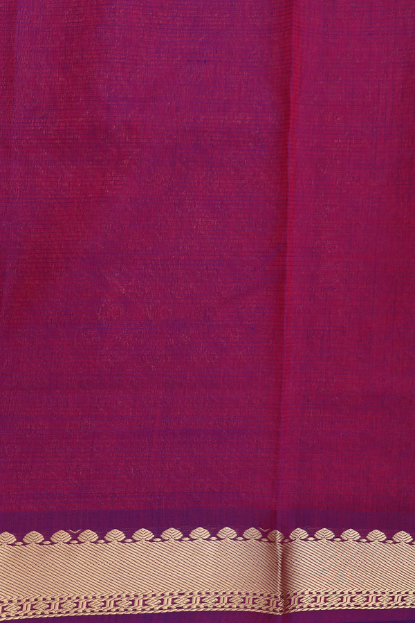 Traditional Silk Cotton Saree In Rani Pink With Zari Buttas