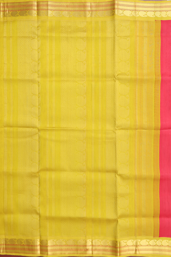 Traditional Silk Cotton Saree In Red With Contrast Border