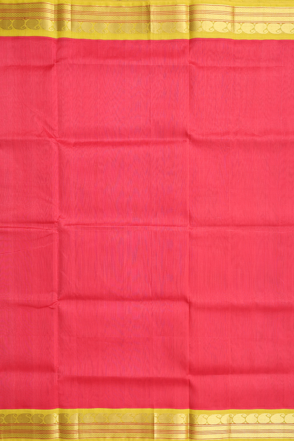Traditional Silk Cotton Saree In Red With Contrast Border