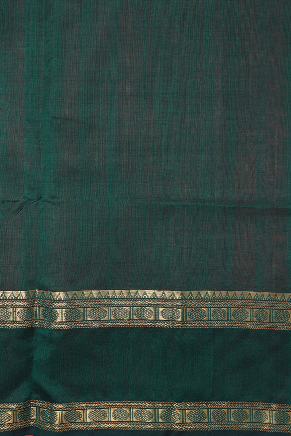 Traditional Silk Cotton Saree In Red With Stripes Design