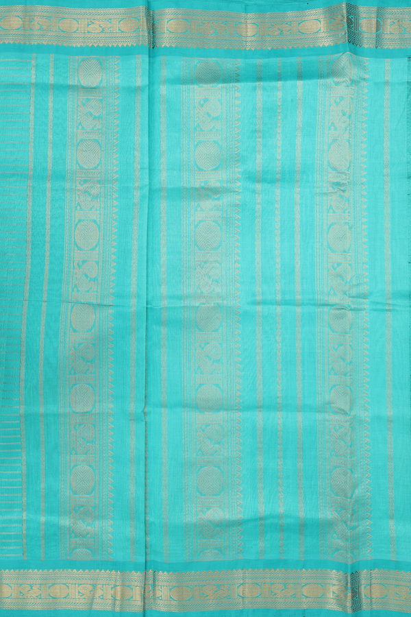 Traditional Silk Cotton Saree In Royal Blue With Checks Design