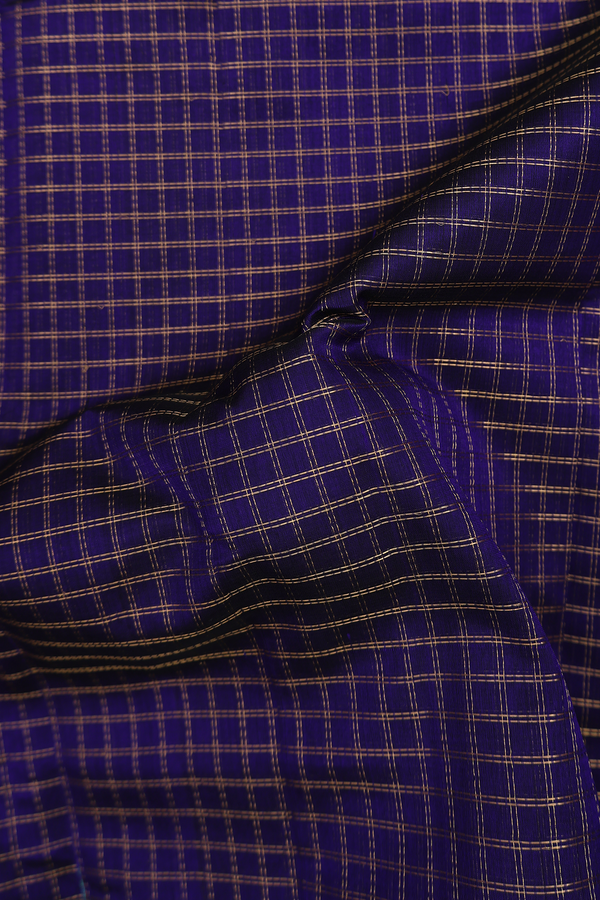 Traditional Silk Cotton Saree In Royal Blue With Checks Design