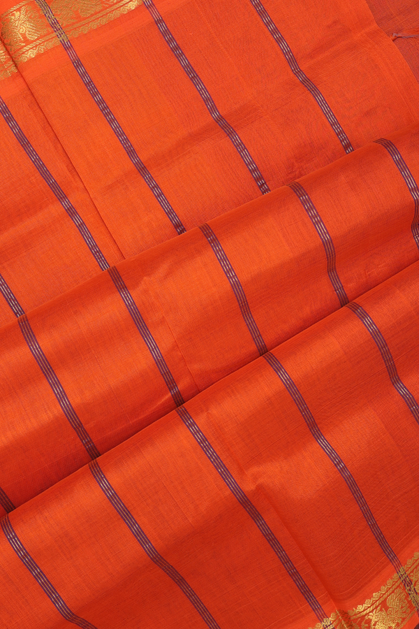 Traditional Silk Cotton Saree In Royal Blue With Zari Border