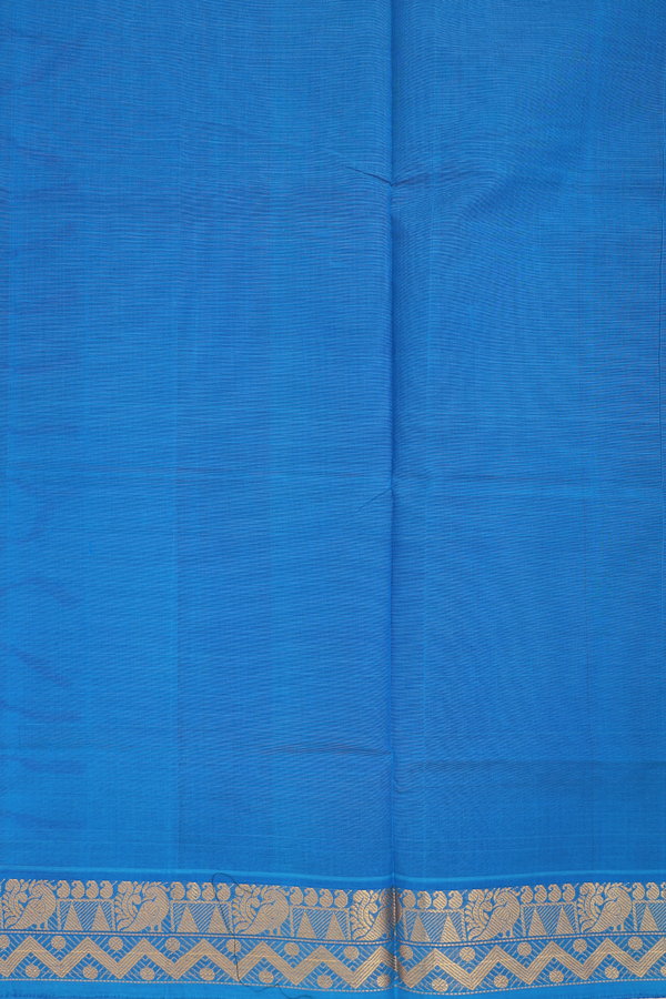 Traditional Silk Cotton Saree In Royal Blue With Zari Border