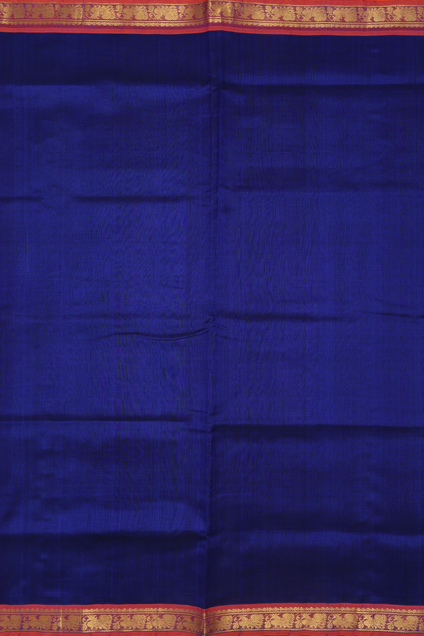 Traditional Silk Cotton Saree In Royal Blue With Zari Border