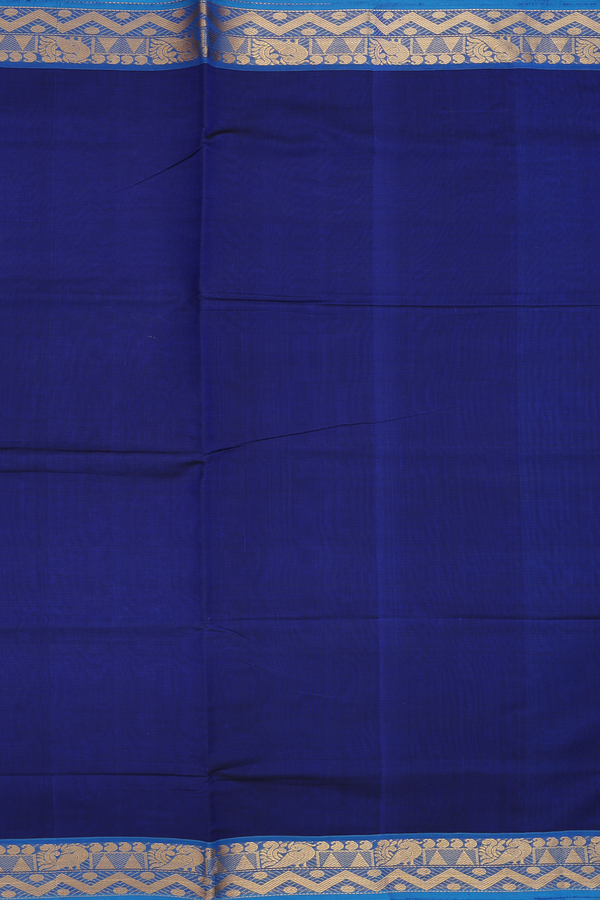 Traditional Silk Cotton Saree In Royal Blue With Zari Border