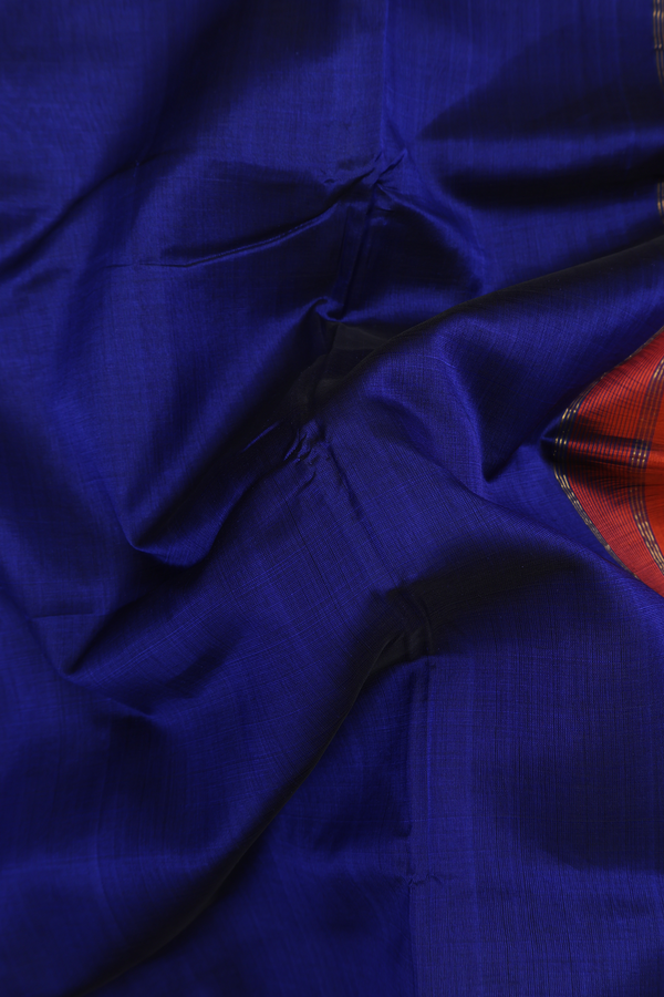 Traditional Silk Cotton Saree In Royal Blue With Zari Border