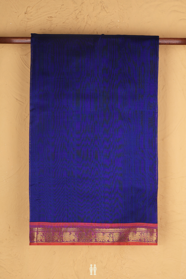 Traditional Silk Cotton Saree In Royal Blue With Zari Border