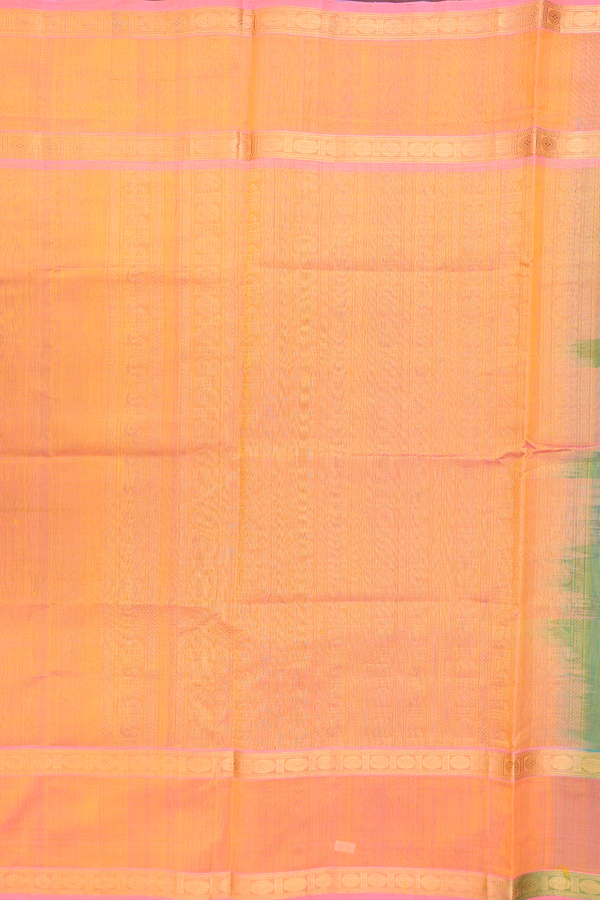 Silk Cotton Saree In Cerulean Blue With Zari Buttas