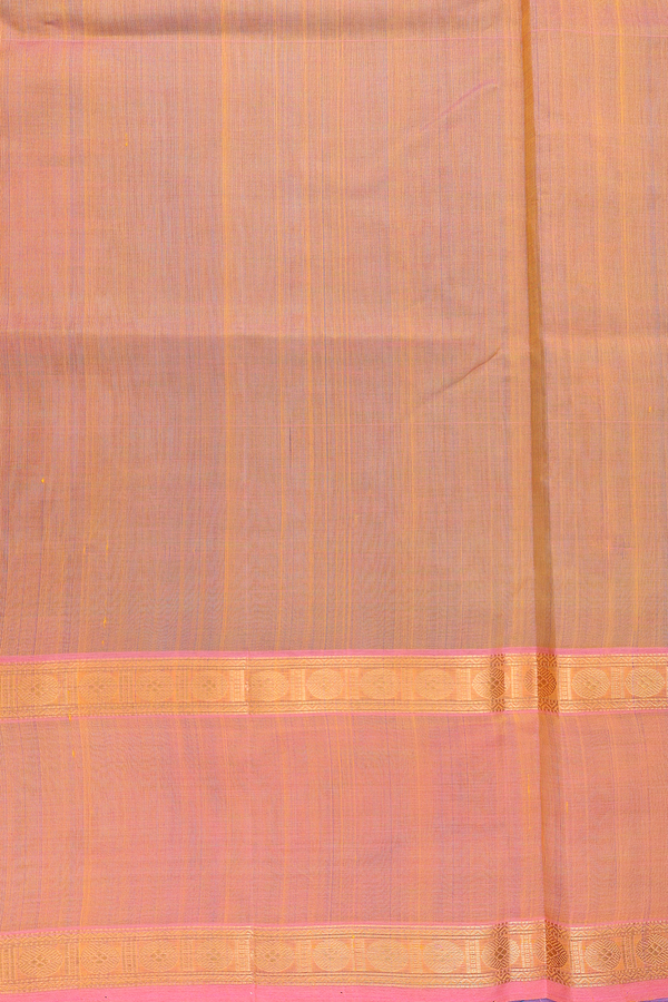 Silk Cotton Saree In Cerulean Blue With Zari Buttas