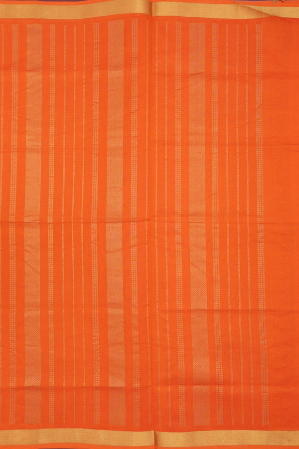 Traditional Silk Cotton Saree In Steel Grey With Zari Border