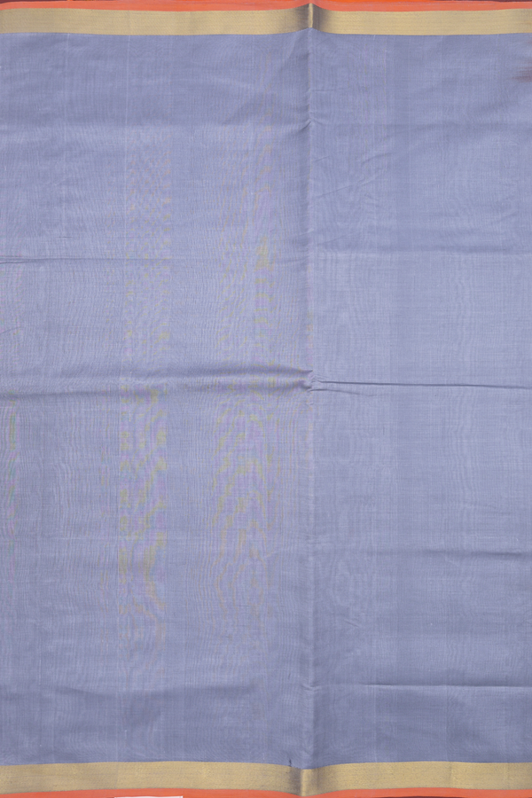 Traditional Silk Cotton Saree In Steel Grey With Zari Border