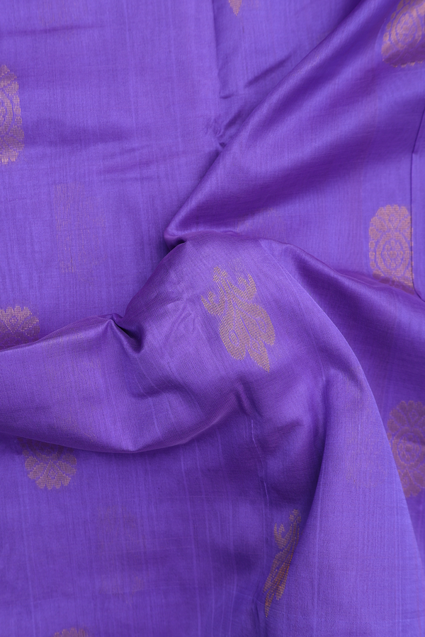 Traditional Silk Cotton Saree In Violet With Floral Buttas