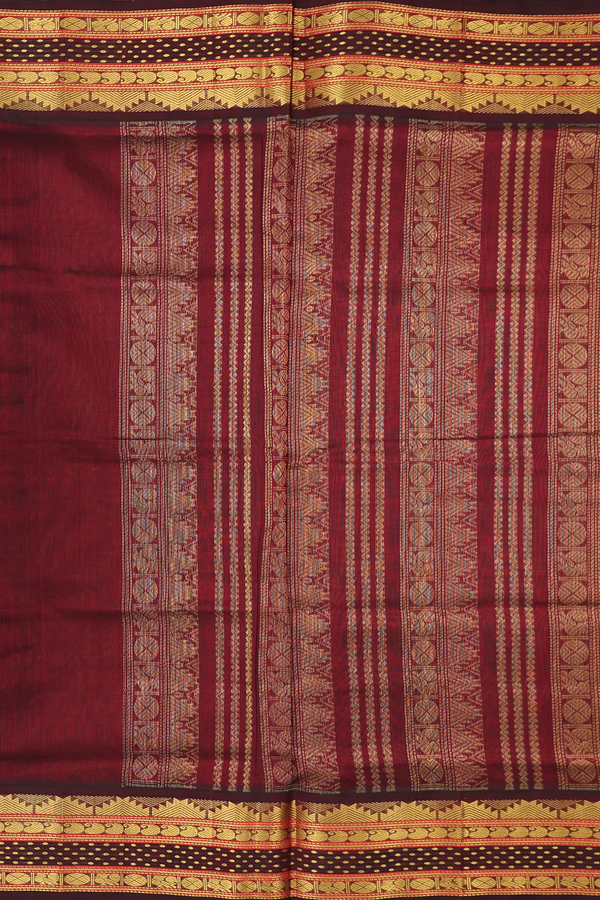 Traditional Silk Cotton Saree In Yellow With Contrast Border