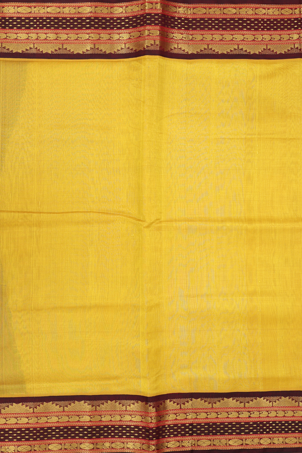 Traditional Silk Cotton Saree In Yellow With Contrast Border