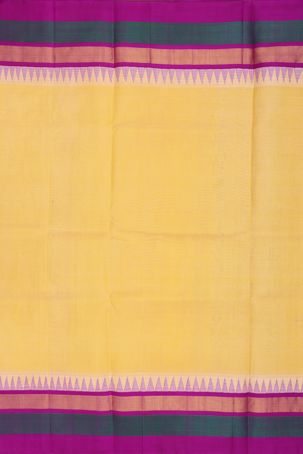 Traditional Silk Cotton Saree In Yellow With Contrast Border