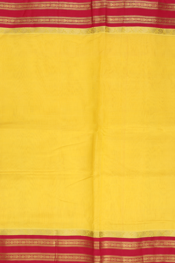 Traditional Silk Cotton Saree In Yellow With Contrast Border