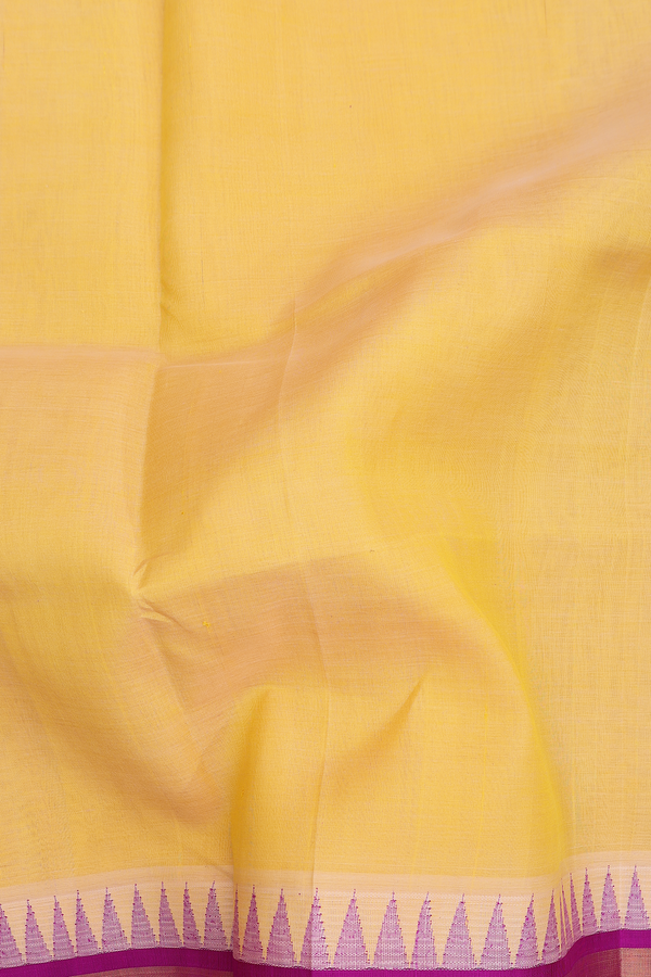Traditional Silk Cotton Saree In Yellow With Contrast Border