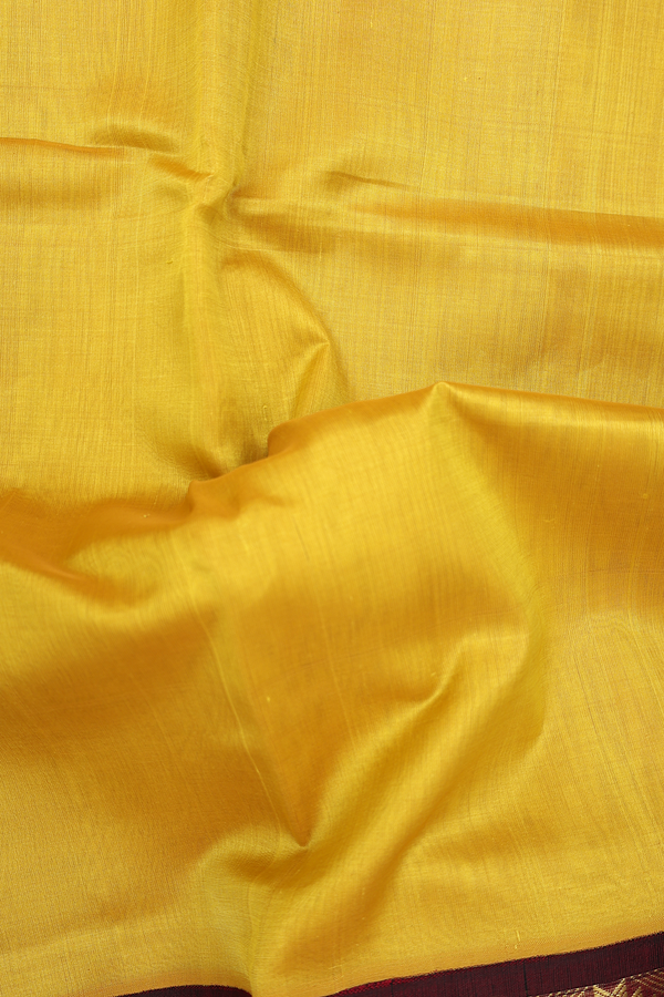 Traditional Silk Cotton Saree In Yellow With Contrast Border