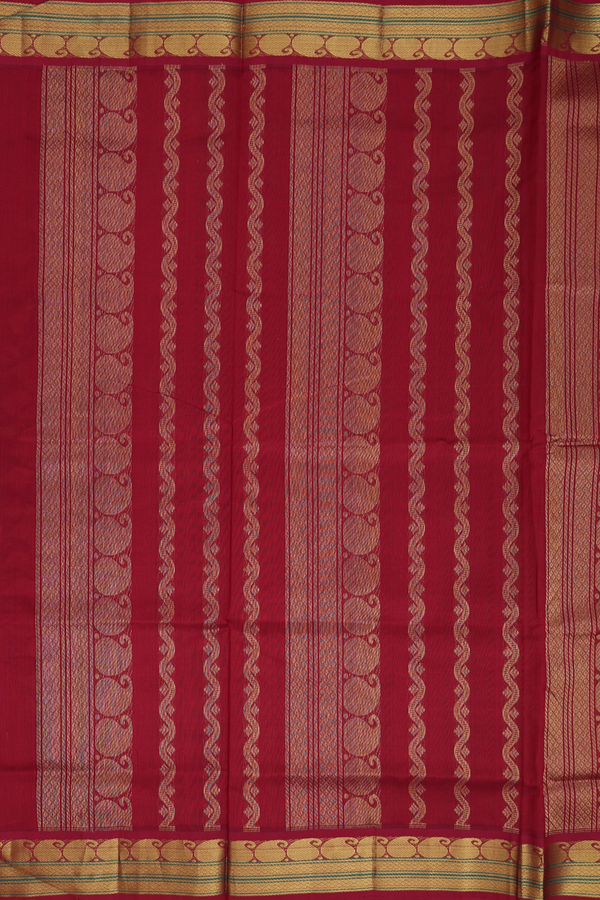 Traditional Silk Cotton Saree In Yellow With Paisley Border