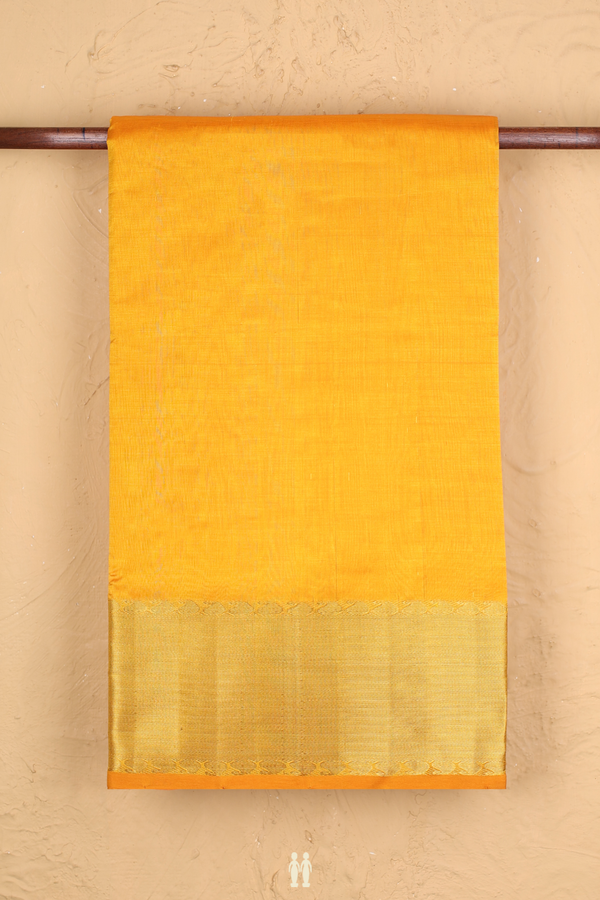 Traditional Silk Cotton Saree In Yellow With Zari Border