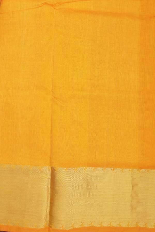 Traditional Silk Cotton Saree In Yellow With Zari Border