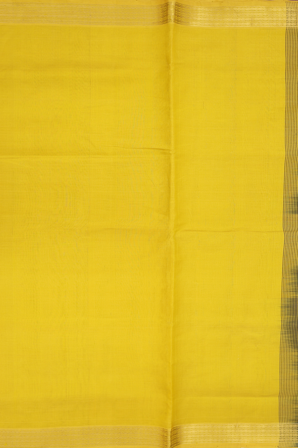 Traditional Silk Cotton Saree In Yellow With Zari Border