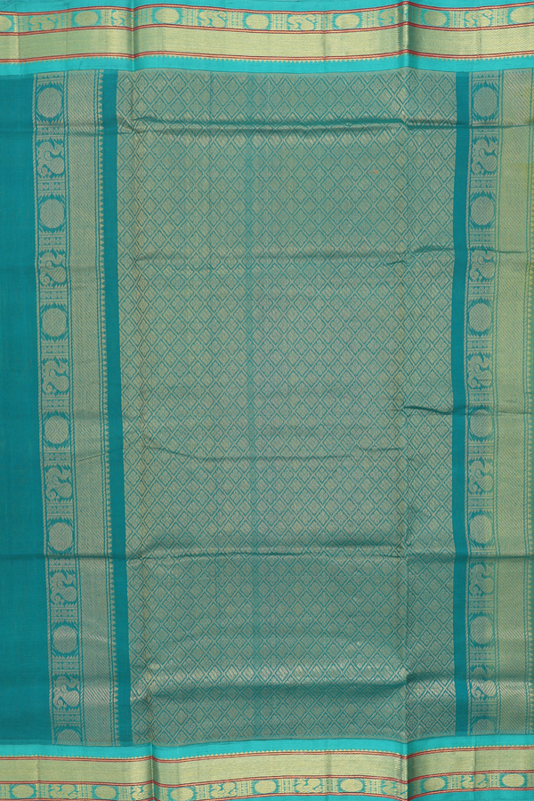 Traditional Silk Cotton Saree In Yellow With Zari Buttas