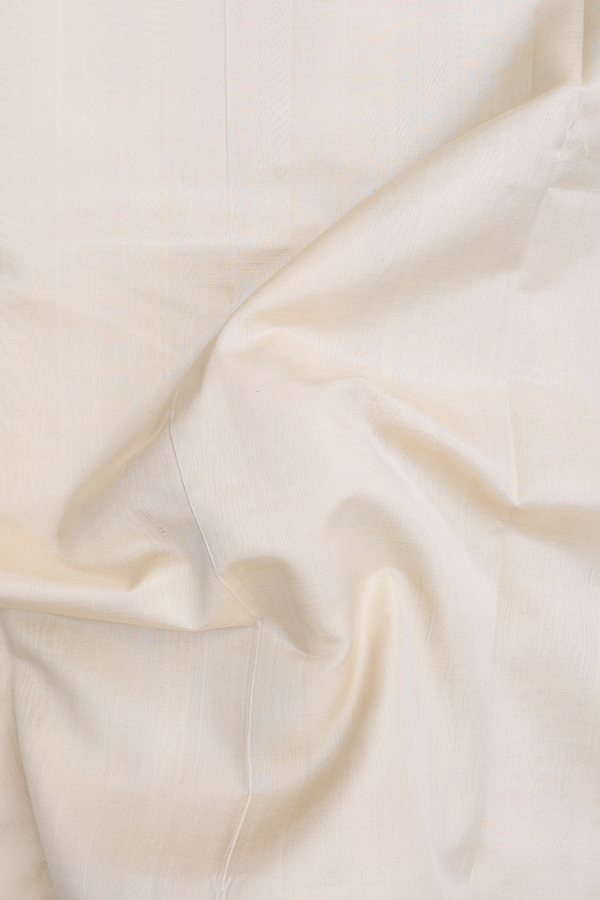 Traditional Silk Cotton Saree Ivory With Twill Weave Border
