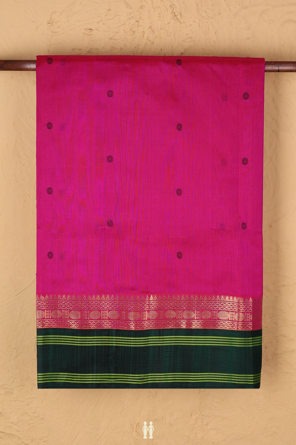 Traditional Silk Cotton Saree Magenta With Threadwork Buttas