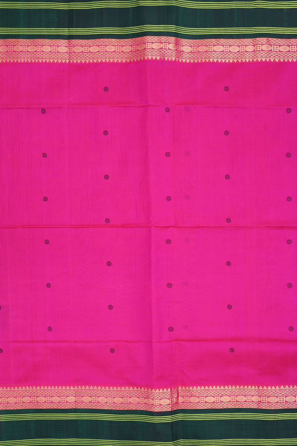 Traditional Silk Cotton Saree Magenta With Threadwork Buttas