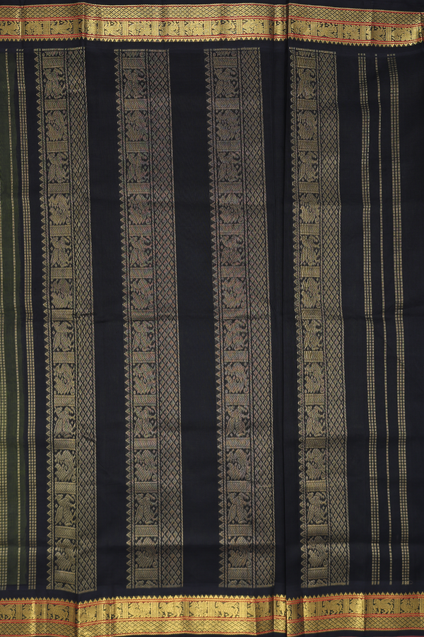 Traditional Silk Cotton Saree Pear Green With Contrast Border